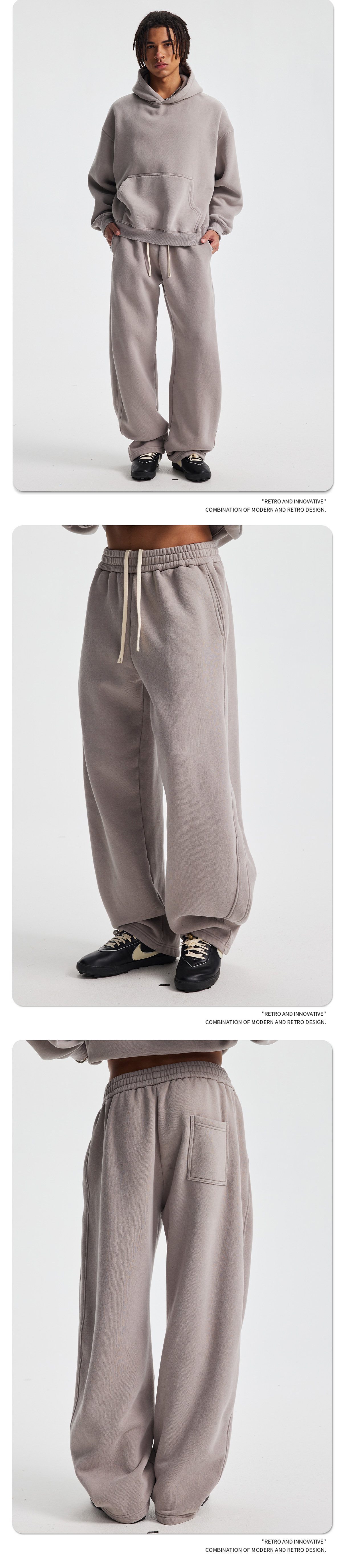 2025秋冬新款加绒加厚炒雪花男休闲裤 洗水做旧弯刀阔腿男女长裤详情21