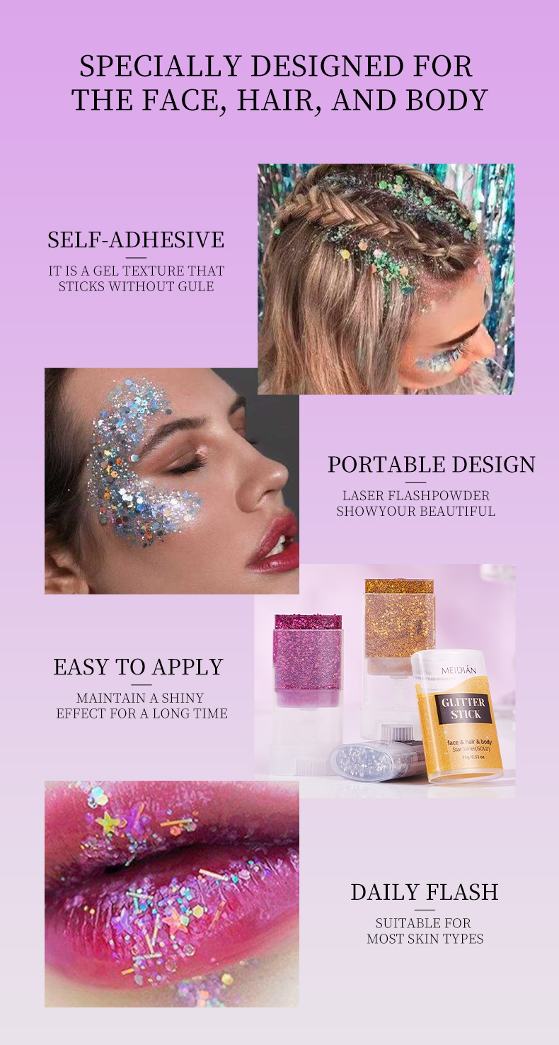 【跨境专供】魅点闪光棒闪光粉金银钻星石粉极光粉舞会氛围感批发详情7