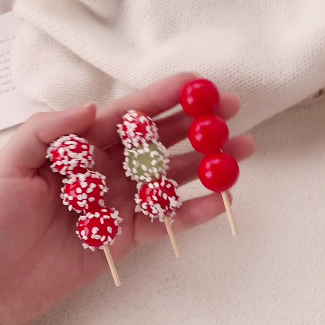 Fun and creative simulated sugar-coated haws hair clips, cute girls, super sweet hawthorn string headwear, high-end hair accessories pic 10