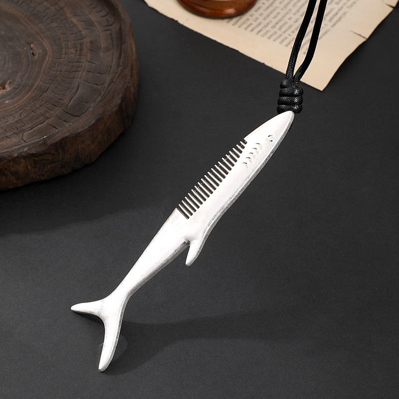 跨境亚马逊欧美定制长项链鱼形吊坠简约风独特设计毛衣链时尚饰品详情12