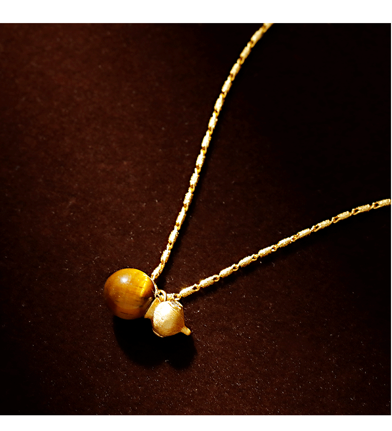 Hyacinth merad ojo de tigre piedra colgante collar mujer otoño invierno burst calabaza suéter cadena 2025 premium sentido clavícula cadena accesorios collar pic 7