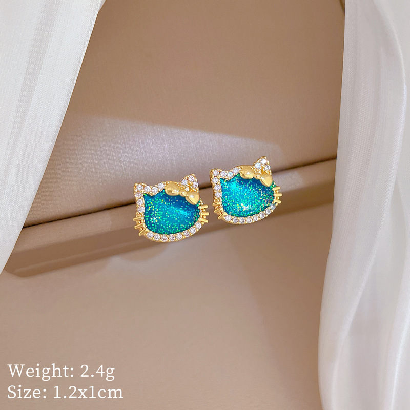 【钛钢】炫彩蝴蝶结猫咪轻奢气质华丽满钻项链女百搭锁骨钛钢链详情8