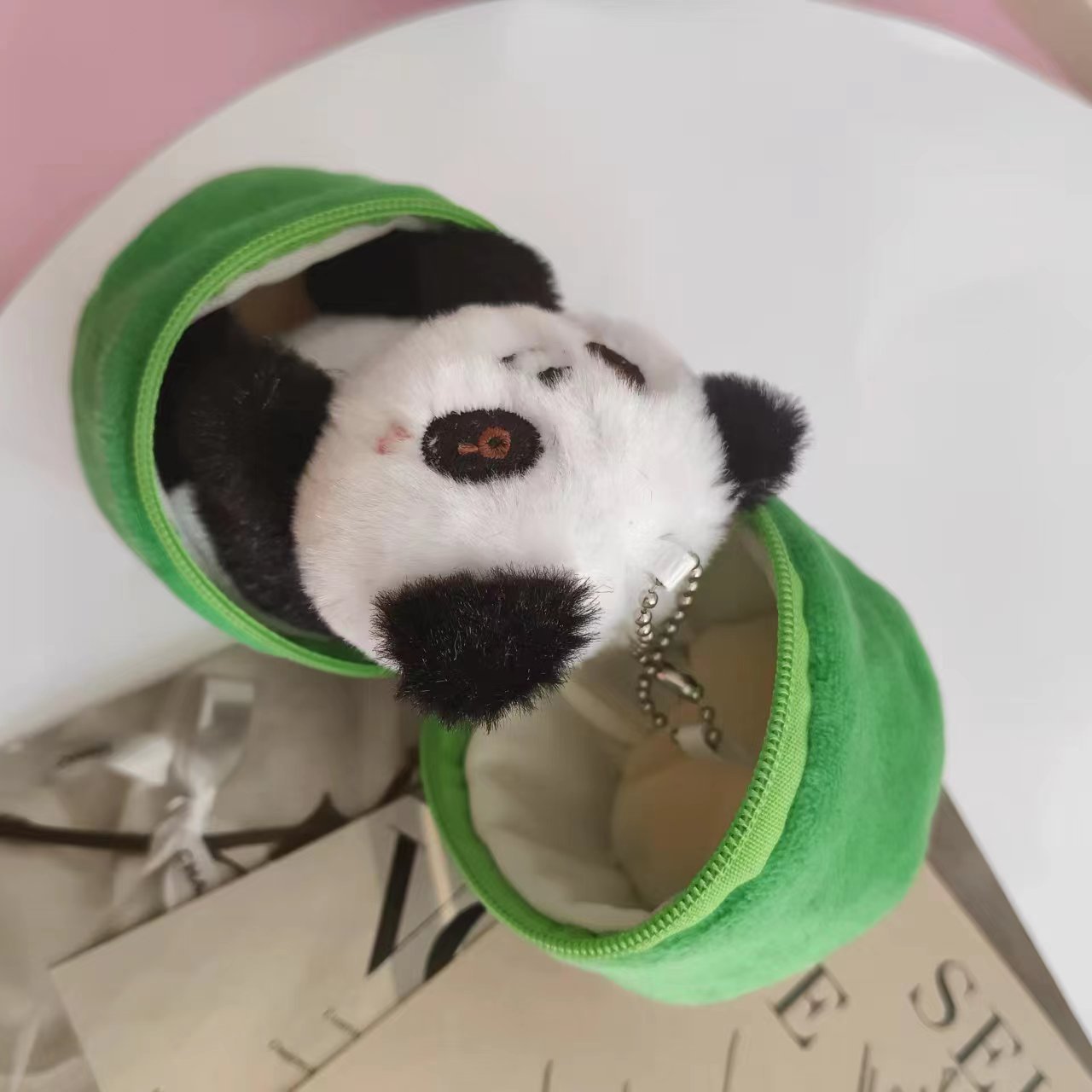 Cute bamboo tube panda doll pendant, detachable bamboo panda keychain pendant, mini figurine pic 11