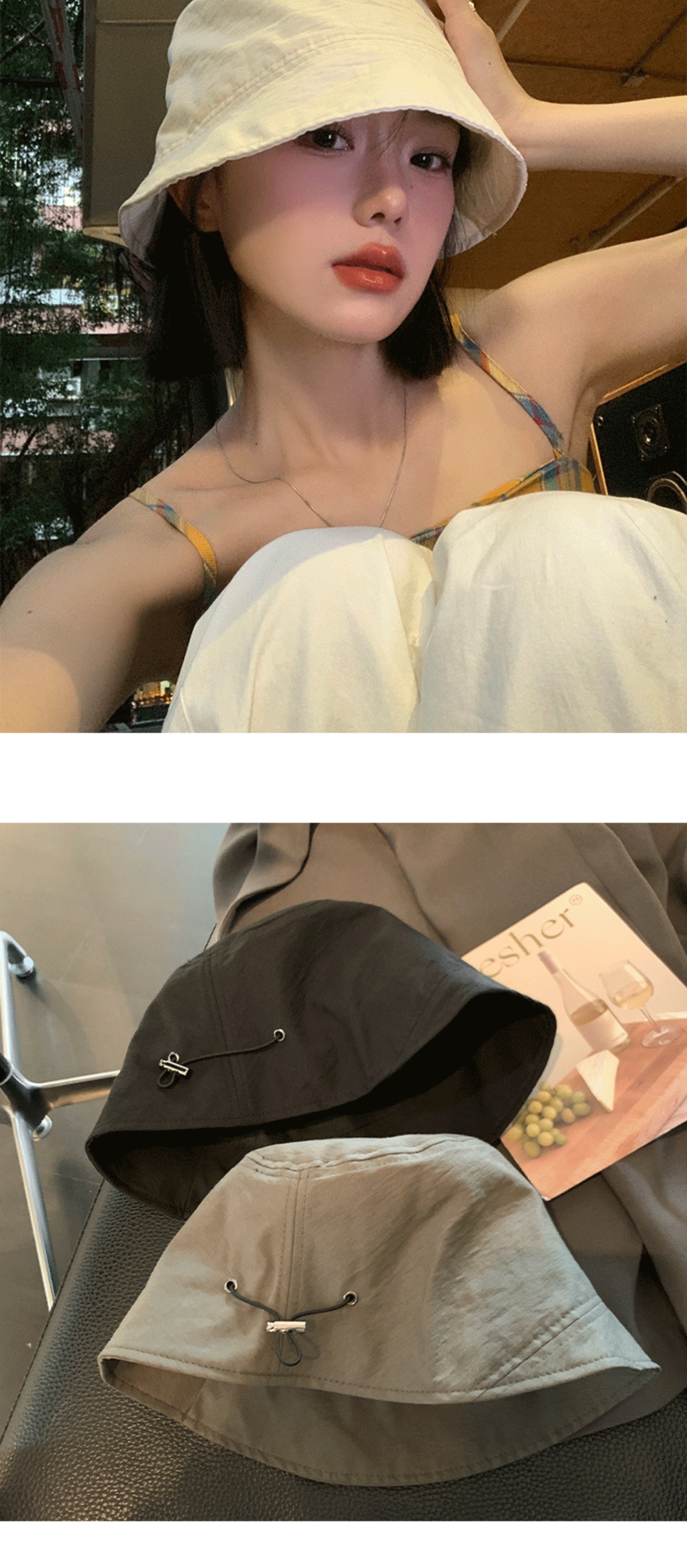 2025新款日系渔夫帽女夏季休闲薄款大帽檐显脸小防晒遮阳盆帽详情9