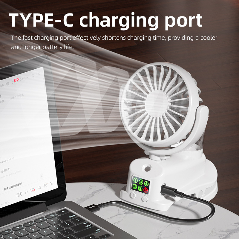 原厂跨境F7夹子喷雾充电小风扇学生宿舍户外多功能夹扇喷雾风扇详情16