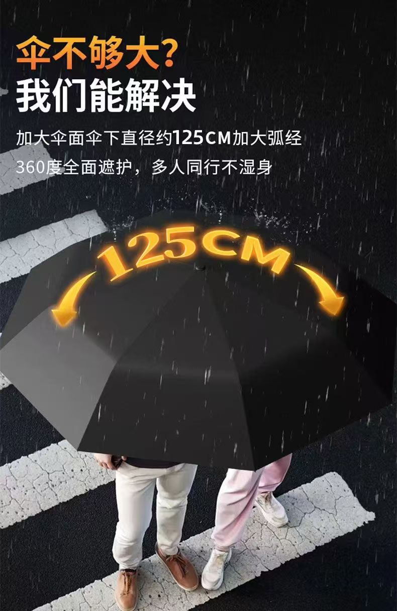 手动加大12骨雨伞折叠高级感黑胶伞晴雨两用伞防晒伞太阳伞遮阳伞详情3