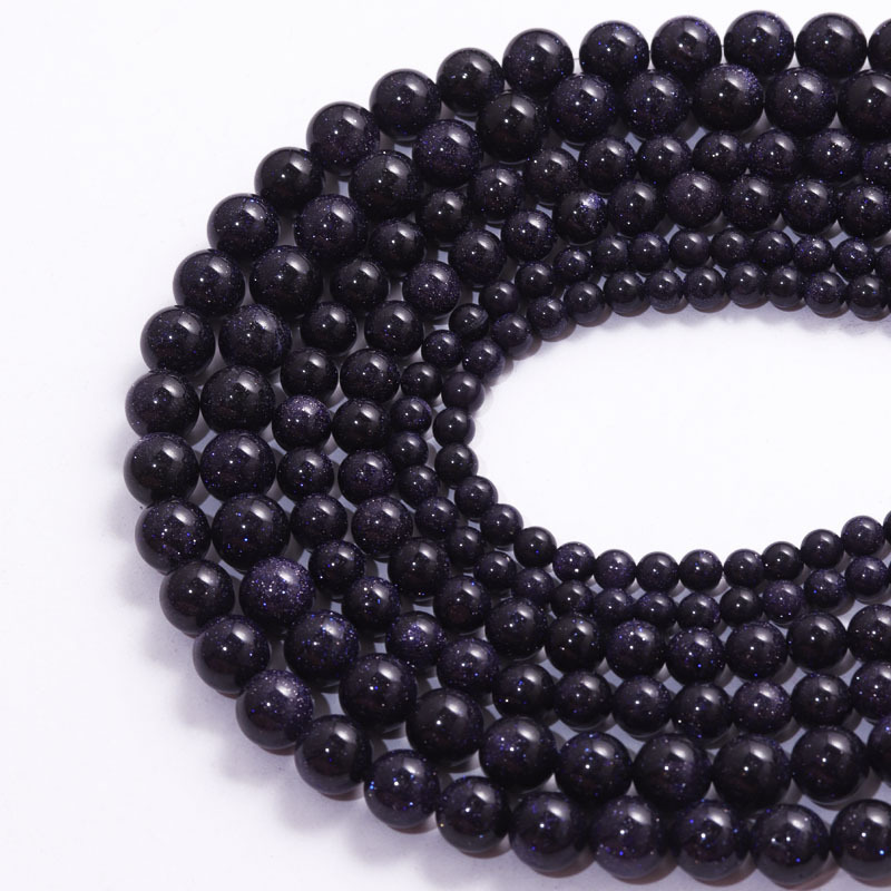 半成品批发天然蓝砂石散珠 优质蓝沙石diy手串珠饰配件佛珠批发详情5