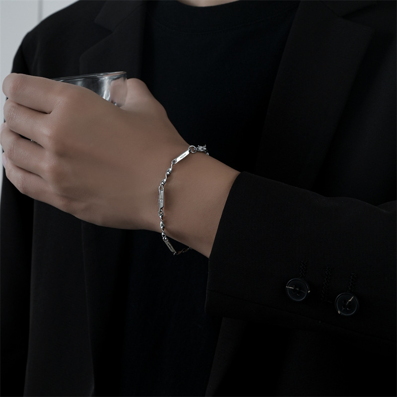 莫比乌斯星芒十字竹节链不掉色潮男配饰扭曲拼接坠链ins钛钢手链详情4