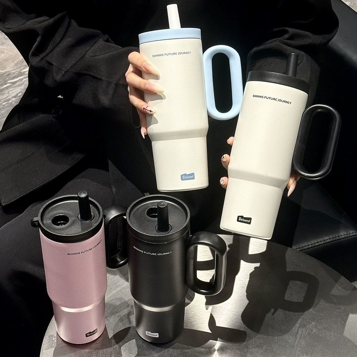 跨境巨无霸吸管杯女生大容量咖啡杯高颜值冰霸杯便携中学生保温杯详情5