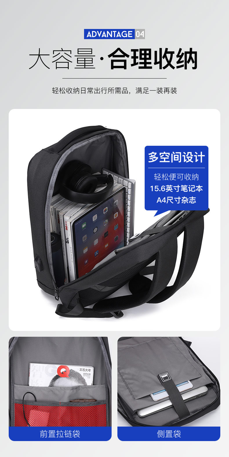 Hard-shell business backpacks for men, casual waterproof backpacks for men, multi-functional computer backpacks and schoolbags as gifts pic 10