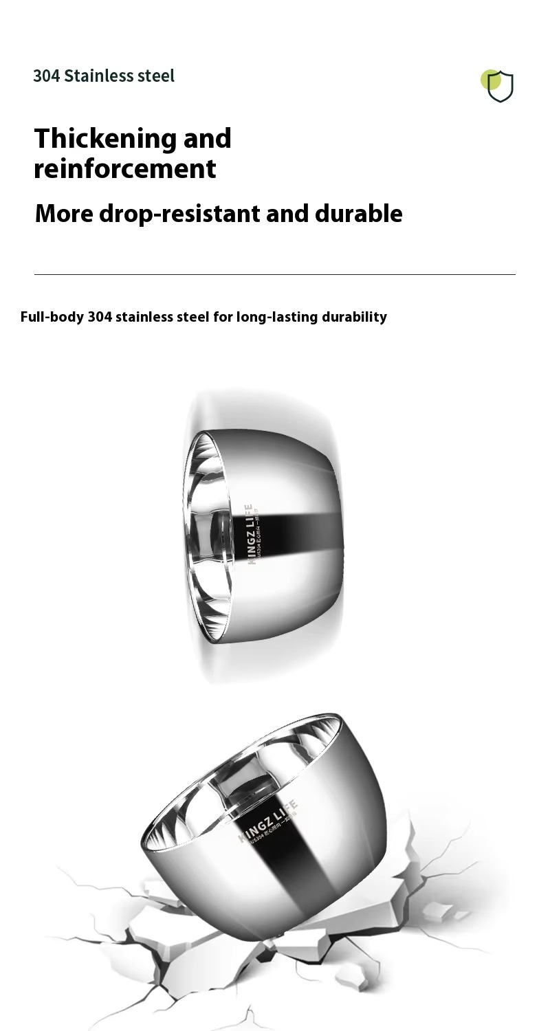 304 thickened stainless steel double-layer soup bowl, heat-resistant, dishwasher washable, environmentally friendly household kitchenware pic 8