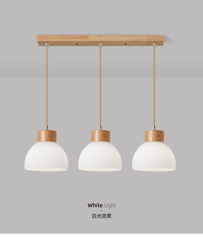 北欧简约原木小吊灯三头餐厅卧室床头玻璃阳台吧台日式饭厅实木灯详情10