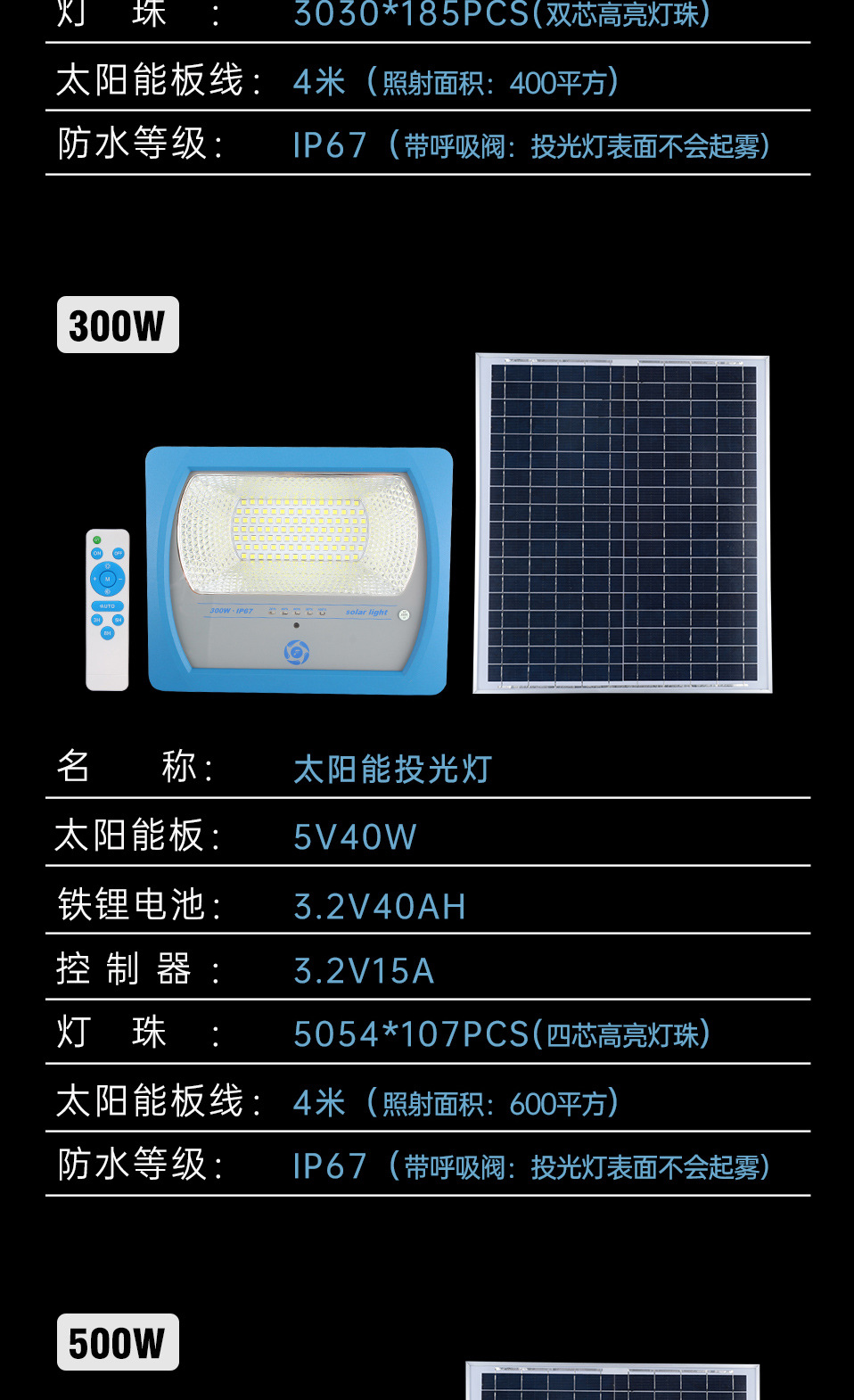 Solar floodlight LED ultra-bright outdoor waterproof rural high-power street lamp household outdoor courtyard lighting lamp pic 14