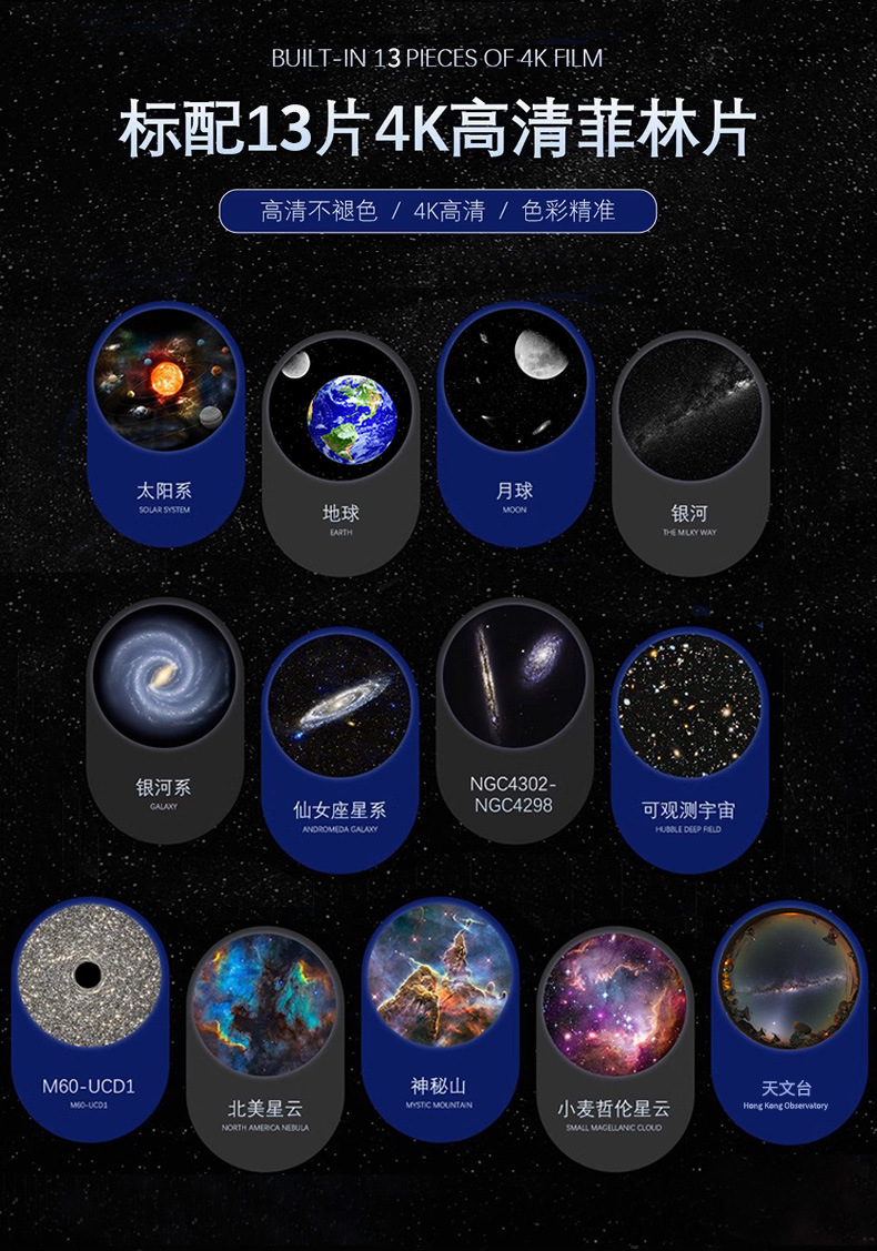 地球仪银河星空灯 送13片高清菲林片卧室客厅满天星氛围灯投影灯 pic 2