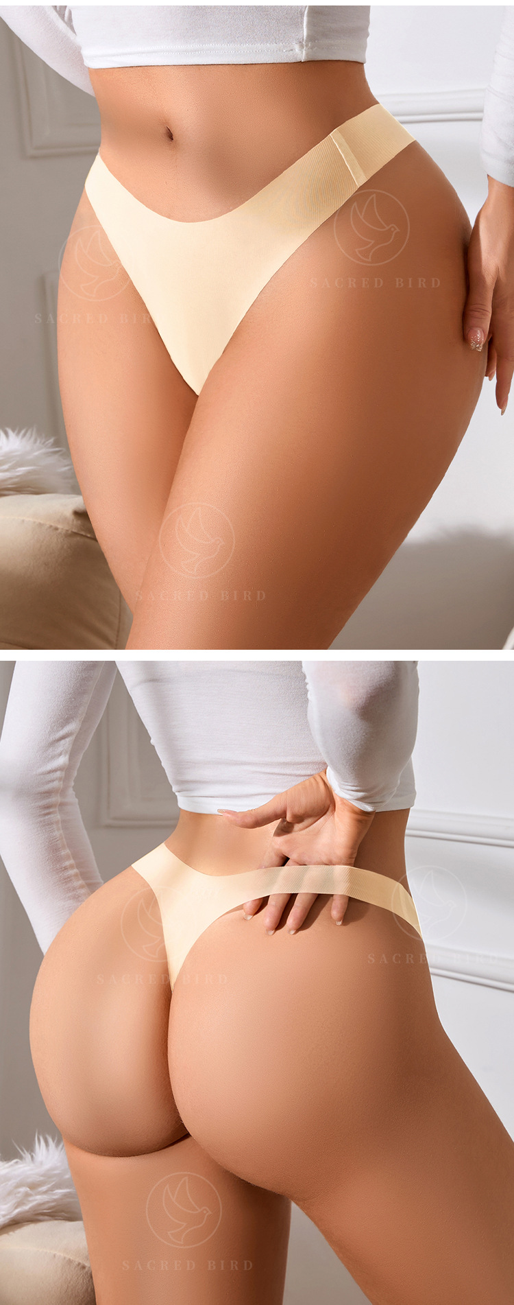 性感低腰一片式无痕隐形瑜伽T型内裤透视诱惑情趣大码女士丁字裤详情6
