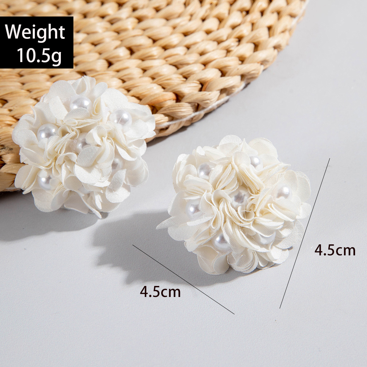 欧美跨境新款饰品 韩式蓬松大花朵耳环 高级绒布蕾丝多色耳饰套装详情31