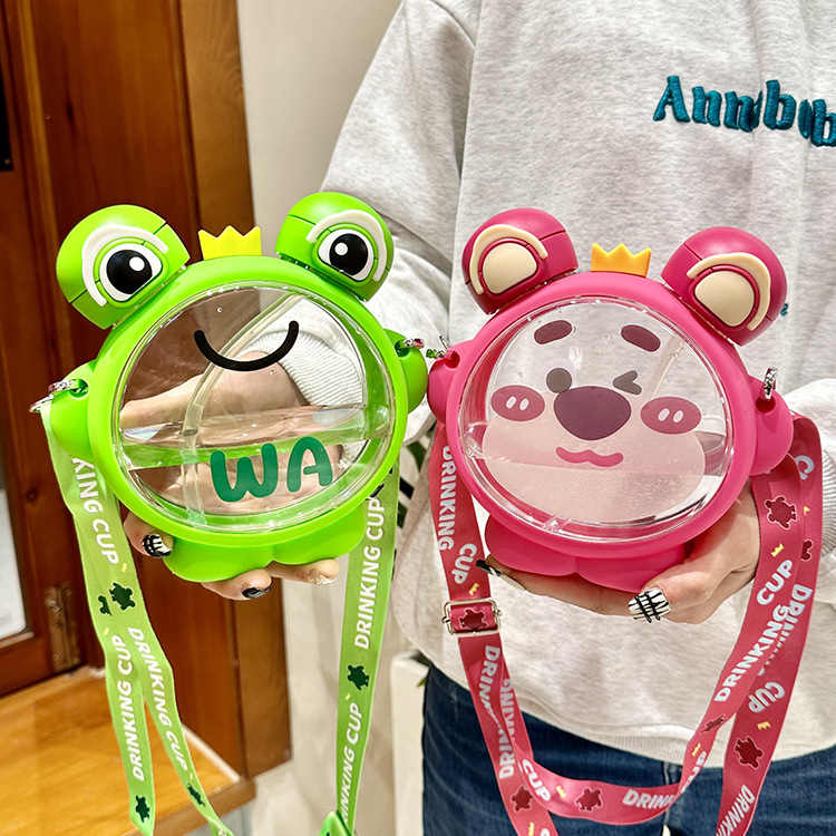 儿童可爱便携水壶女生大肚吸管塑料杯夏季学生上学男孩吸管杯子详情9