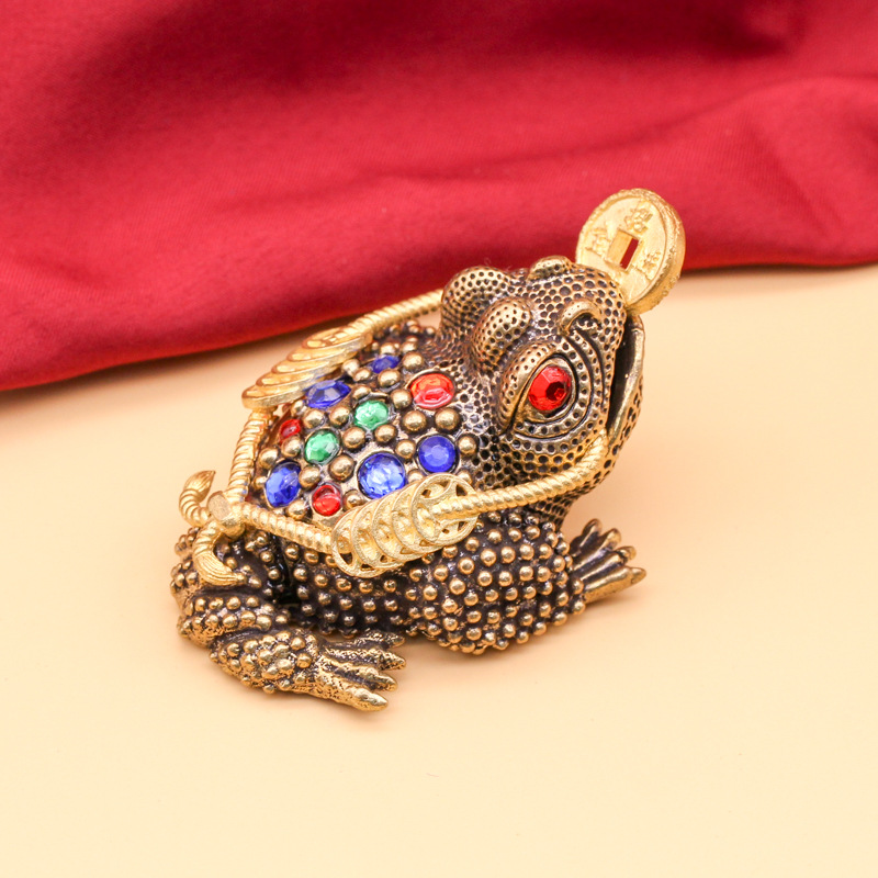 三足金蟾彩钻镂空沙金金蟾摆件客厅茶宠开业礼品家居创意小摆国潮详情10