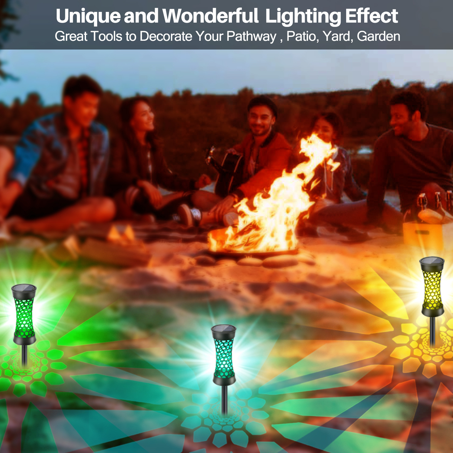 New solar led outdoor household waterproof lawn seven-color technology lighting spotlights, floodlights and ambient lights pic 2