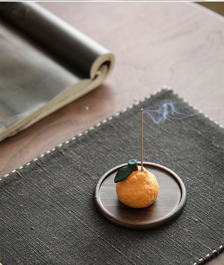 创意丑橘线香炉家用室内香插禅意茶室香托香插底座茶桌摆件香薰炉详情7