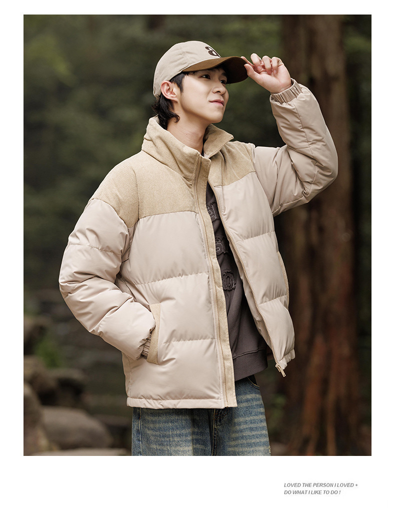 New winter fleece cotton-padded jackets for both men and women, thickened and warm cotton-padded jackets, couple bread jackets, and trendy color-blocked cotton-padded jackets pic 3