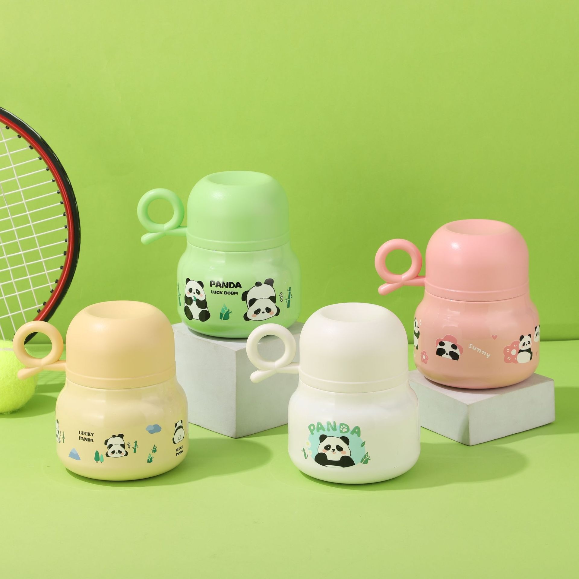 国潮产品316不锈钢熊猫泡泡焖烧杯可爱女生高颜值保温杯双层带杯勺批发详情1