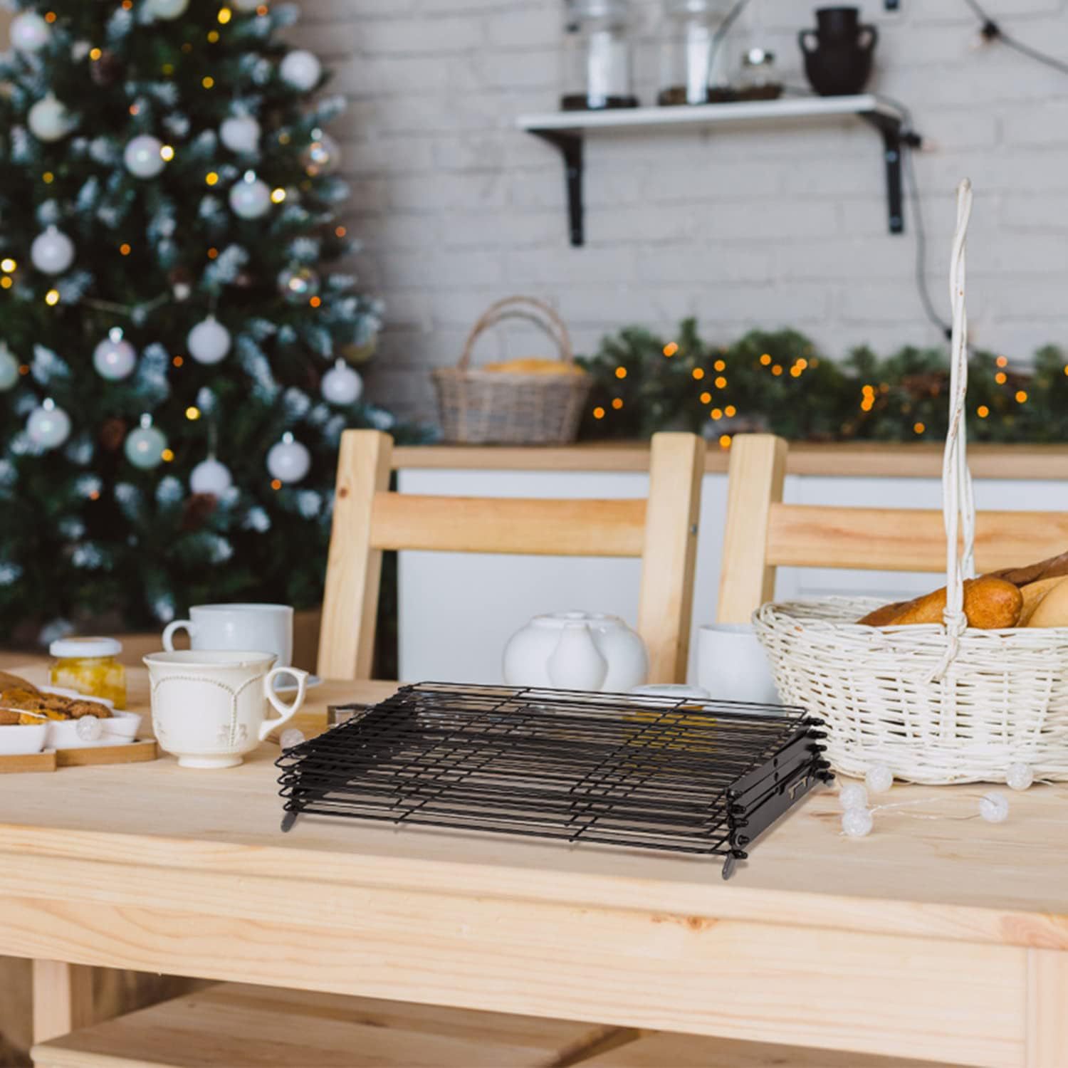 Cross-border new product 4Tier Collapsible Cooling Rack Black folding cooling rack for multi-layer kitchen pic 5