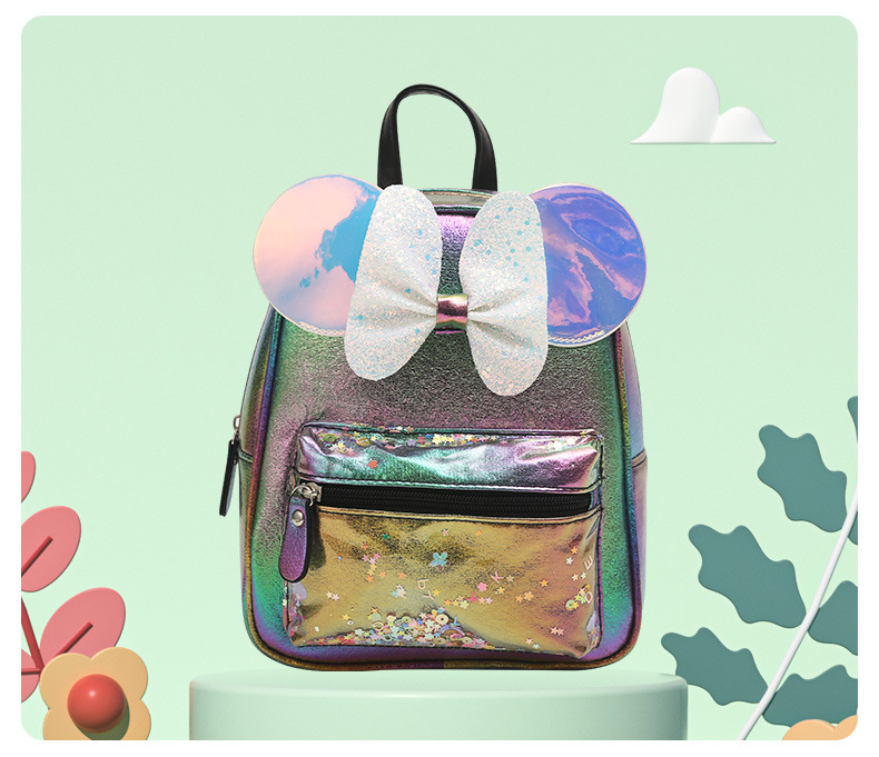 Large-tailed cat, butterfly, Mickey Mouse ears, fine glitter, double-shoulder backpack, fashionable, casual and cute schoolbag, princess small bag pic 16
