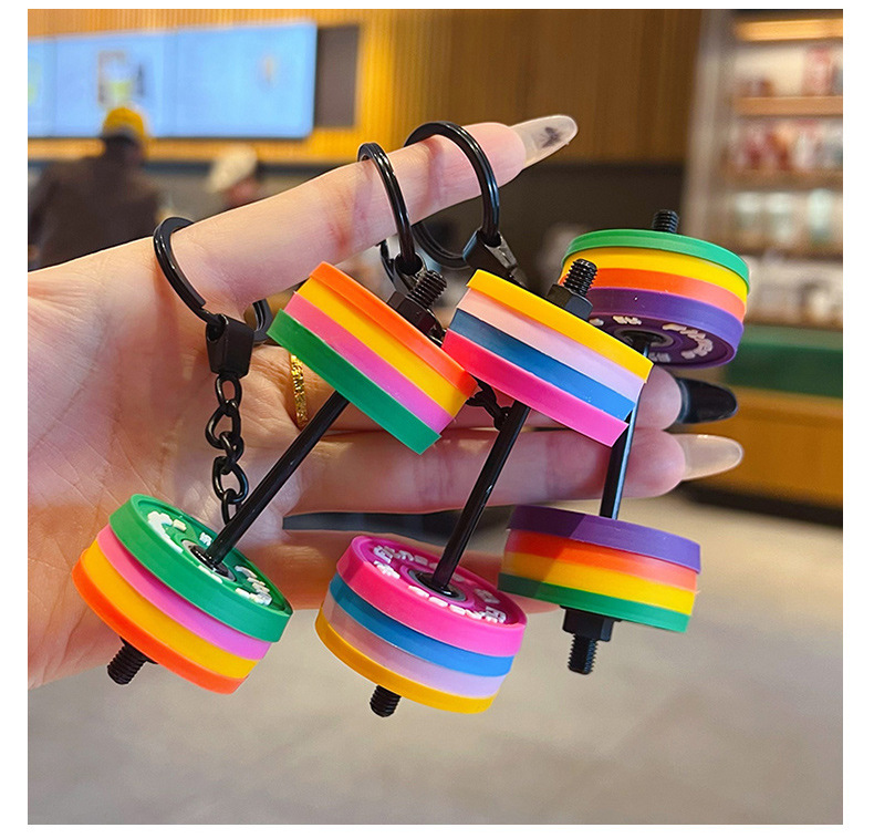 创意迷你健身杠铃钥匙扣挂件情侣运动模型汽车包包钥匙链挂饰礼品详情8