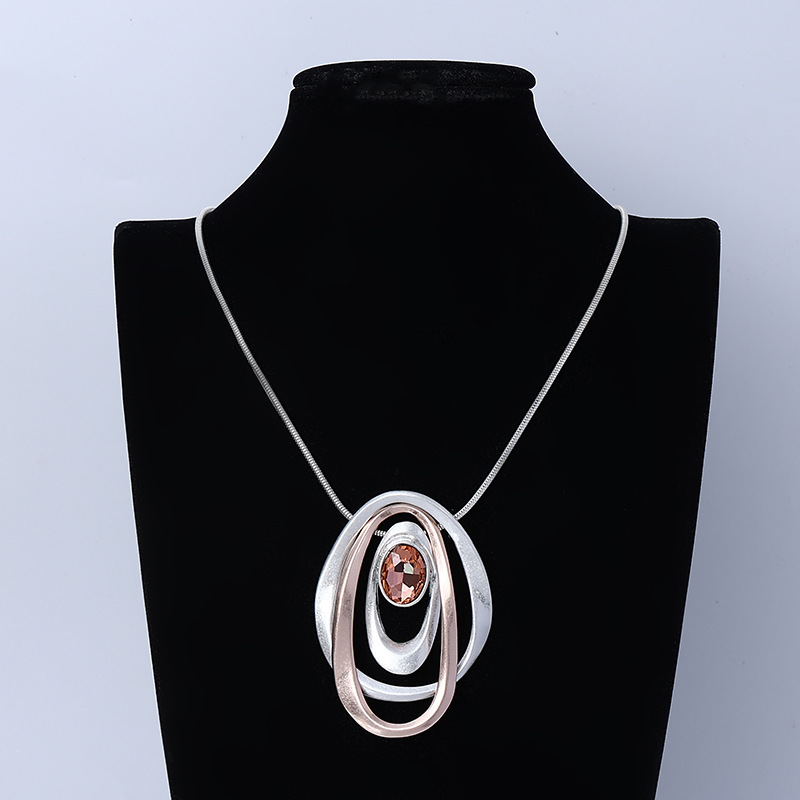 毛衣链跨境亚马逊爆款热销欧美时尚女式合金创意椭圆形项链长款详情10