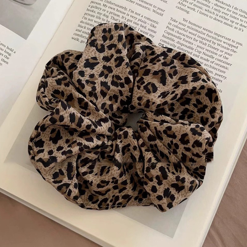 Leopard print high-elasticity hair band for women, large, durable ponytail tie, high-end leather band, large intestine hair accessory pic 18