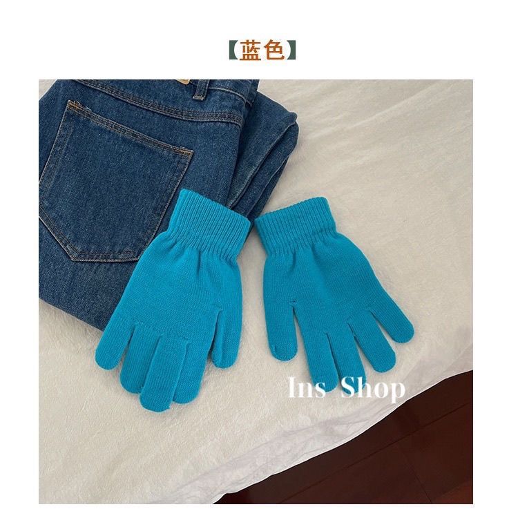 ins candy-colored gloves for warmth and cold protection in autumn and winter, solid color, versatile, student woolen knitted, couple cross-border bestsellers pic 45