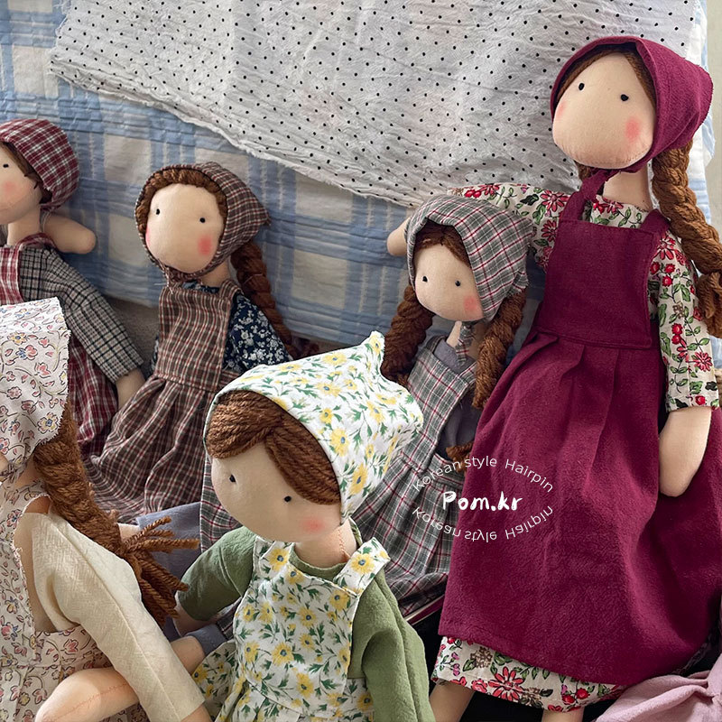 New Korean-style sweet floral dress doll, little girl baby, stylish carrier dress headscarf doll figurine pic 8