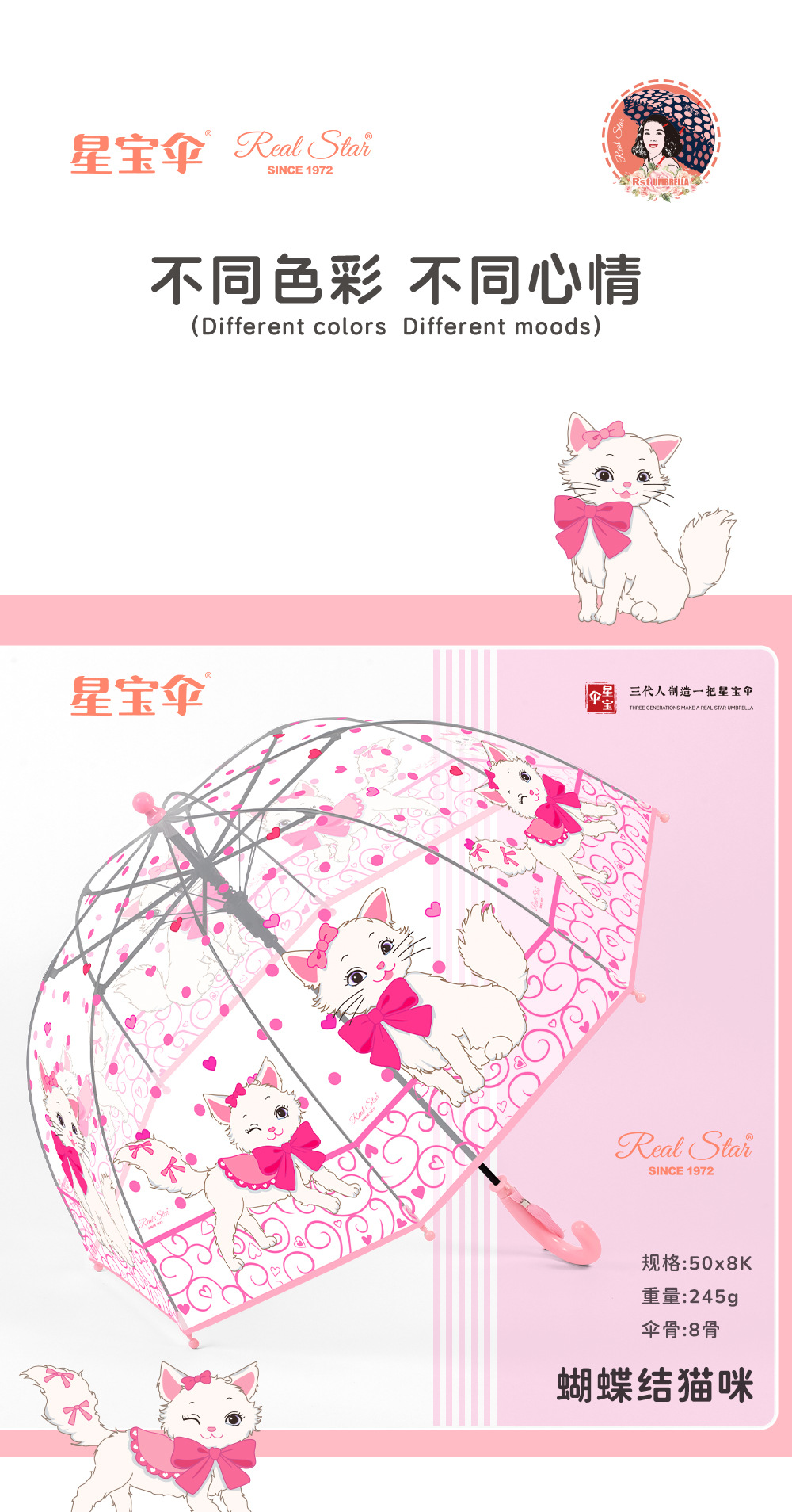 25跨境新品儿童伞可爱猫咪卡通雨伞出口老外实体店外贸货源详情4