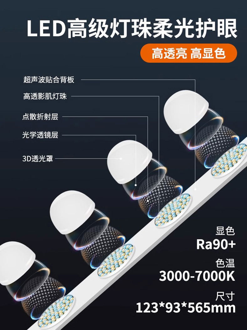 直播美颜双排灯泡拍摄氛围灯桌面四排灯电脑直播补光灯一体式排灯详情5