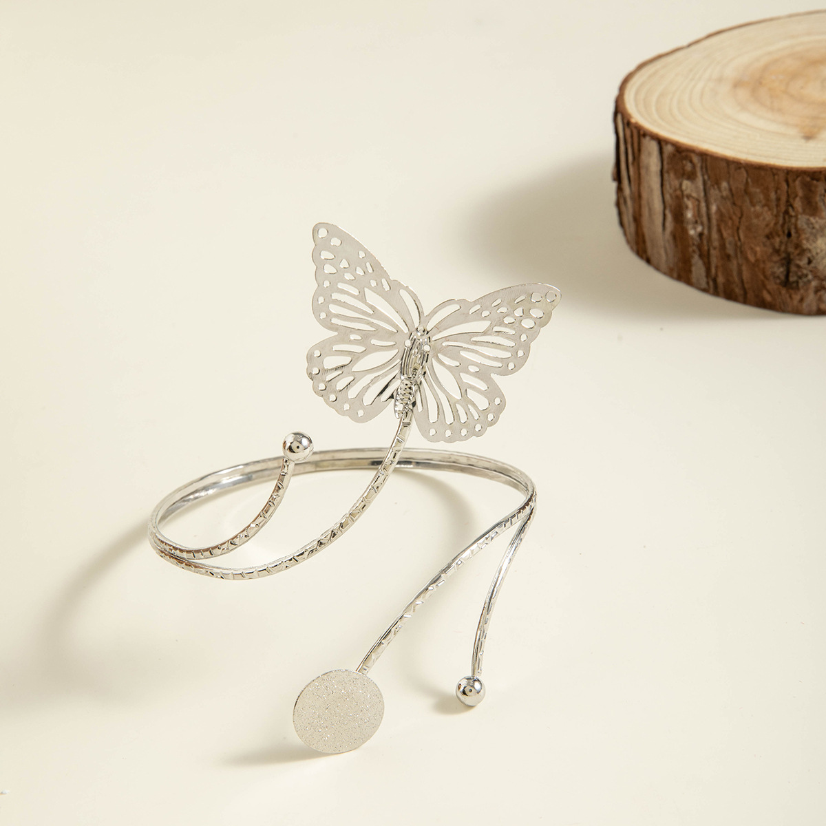 亚马逊跨境个性冷淡风海星手臂镯线条计感蝴蝶环形开口臂镯女详情32