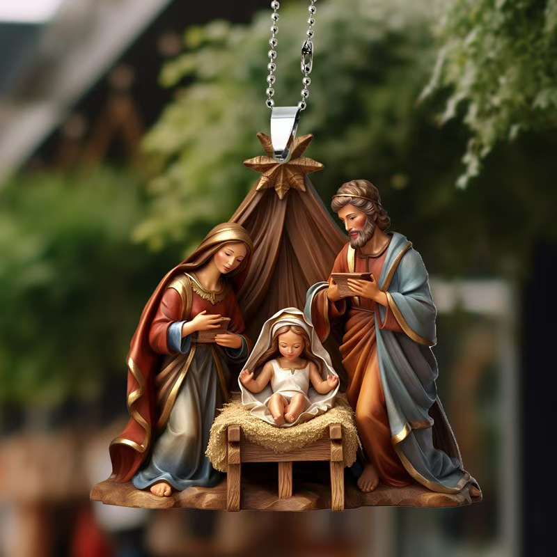 Christmas cross-border best-selling gifts: Acrylic decorative pendants, car interior rearview mirrors, home hanging items, Jesus pic 20