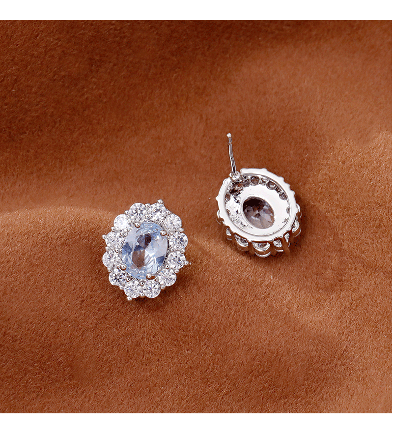 Hyacinth ligero extravagancia superflash oval azul claro zirconitas pendientes delicados pequeños pendientes de viento fragante 2025 tik yin boom earpieces pic 7