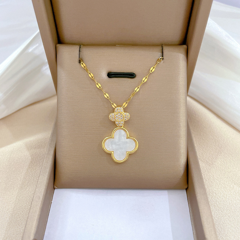 【钛钢】幸运项链女铜微镶真金电镀简洁Ins网红精致锁骨链脖链详情28