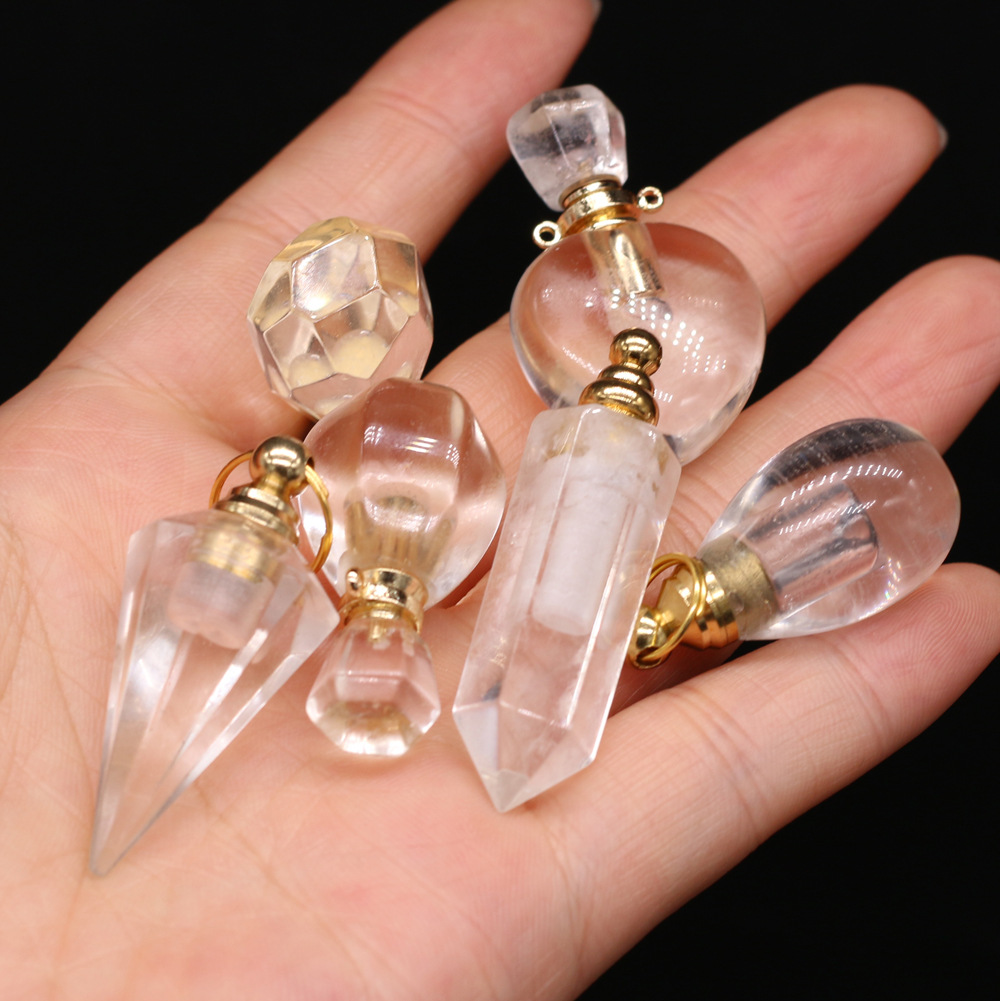 Exquisite natural semi-precious stone perfume bottles, white crystal, various shapes, DIY accessories, fashionable and exquisite wholesale production pic 41