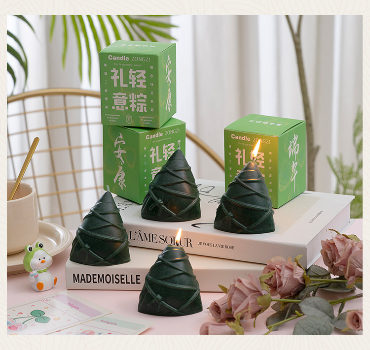 端午节粽子造型香薰蜡烛批发创意伴手礼手工节日礼物香氛蠟燭摆件详情15