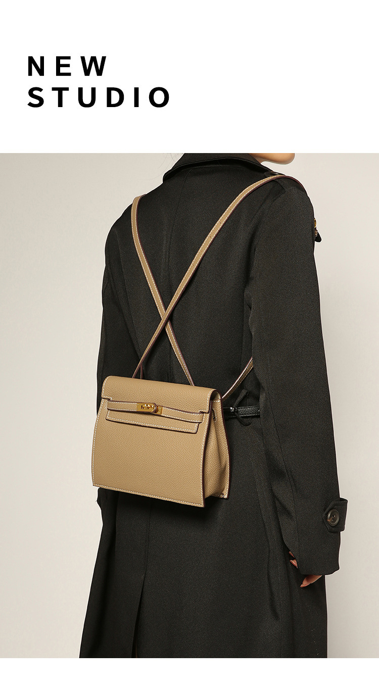 This is a new retro and trendy dance bag by Kelly, featuring a simple, classic and high-end look. It is a single-shoulder, hand-carry and crossbody bag with a lychee pattern pic 2