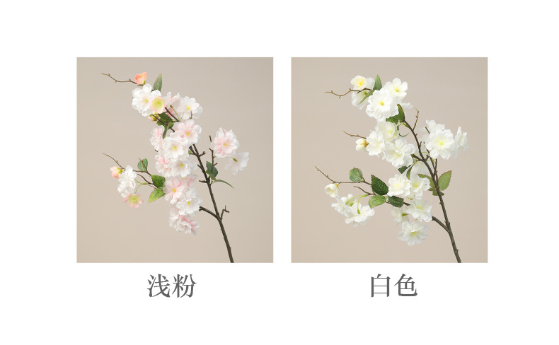 跨境热销仿真单枝樱花桃花装饰花艺摆件玄关卧室人造花盆容器宠物园艺详情16