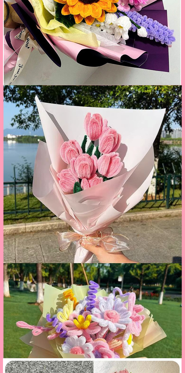 【厂家直销】佰宁扭扭棒加密毛根diy花束材料儿童妞妞棒手工批发详情10