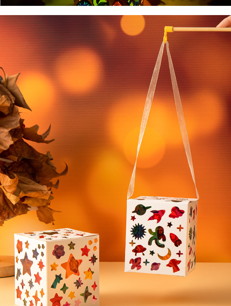 彩色玻璃纸灯笼儿童手工光影游戏幼儿园diy制作手提投影灯材料包详情19