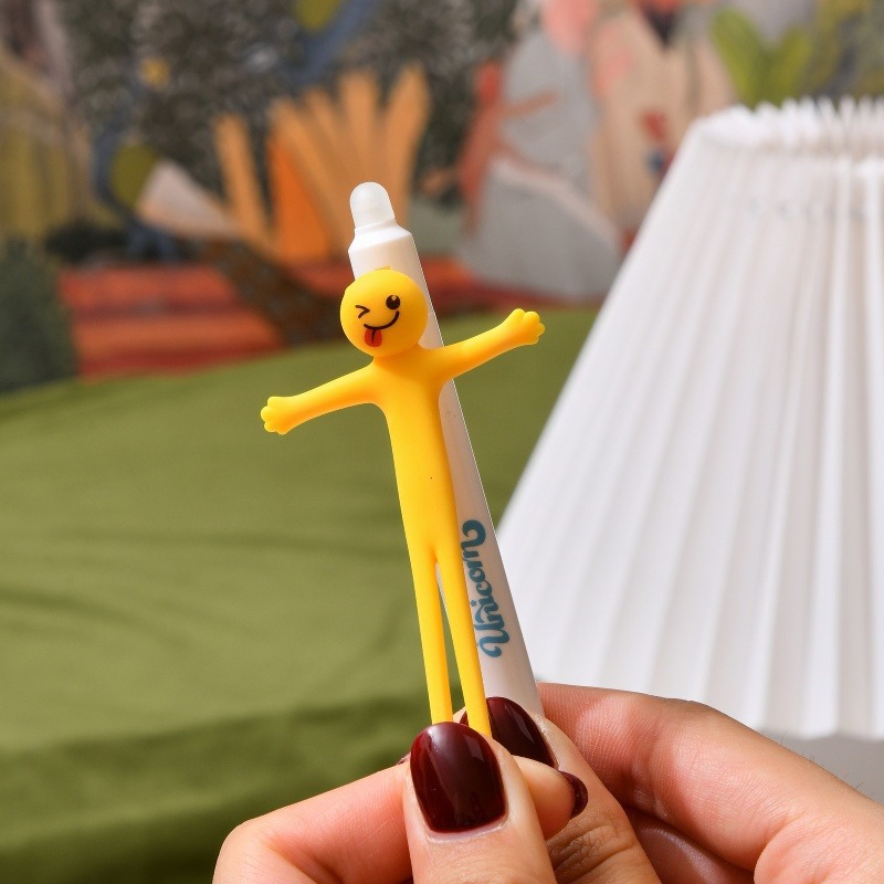 晨兮新款软胶黄色拉扯小人创意解压中性笔开学文具批发减压玩具详情4