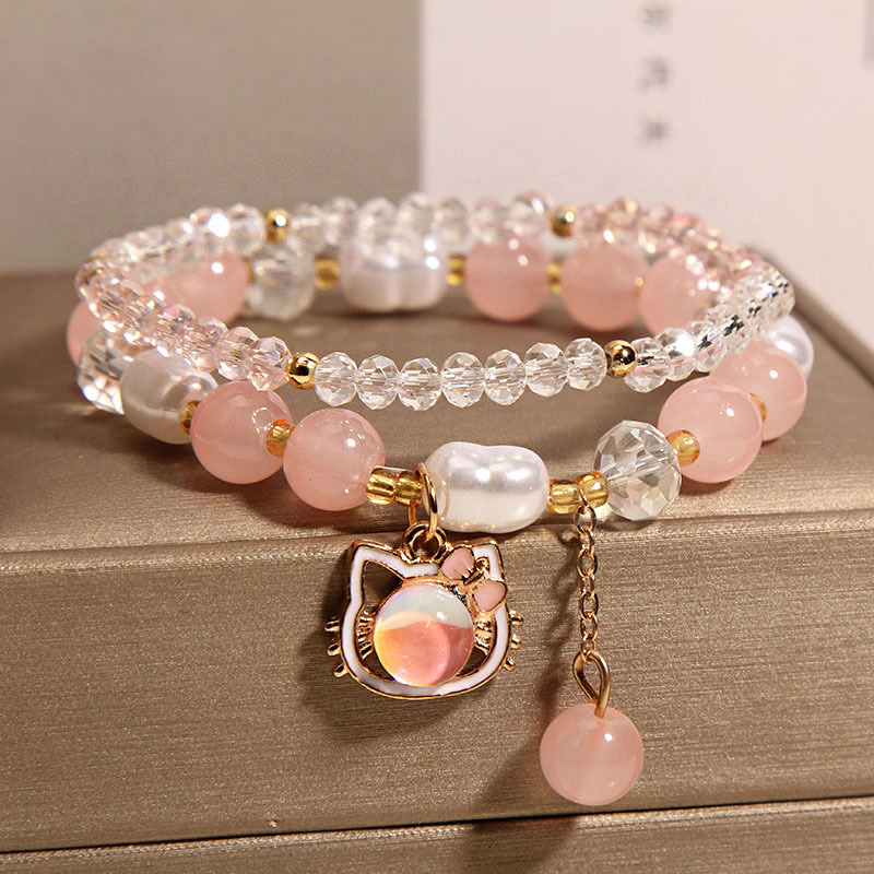 韩国小清新可爱猫咪女童手链网红小女孩水晶手串少女闺蜜学生手环详情3