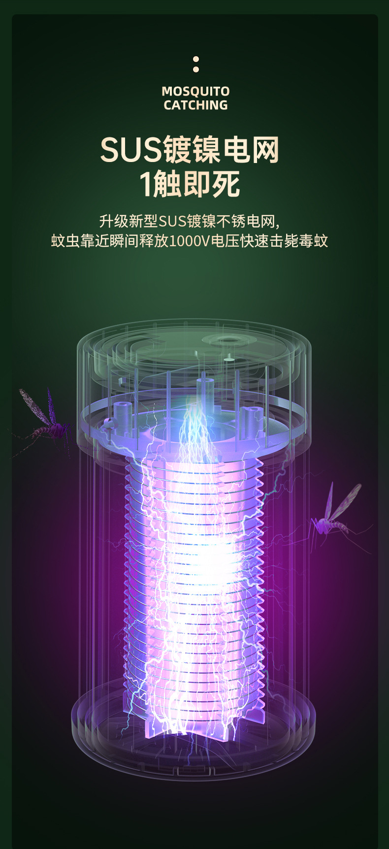 新款电击灭蚊灯家用电子灭蚊器室外USB充电灭蚊器吸入式捕蚊神器详情13