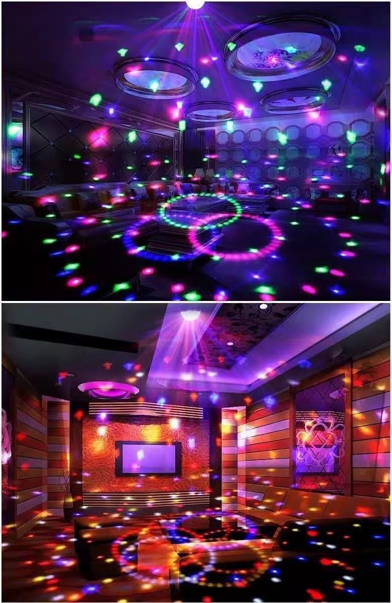LED seven-color rotating light show, magic ball bulb, KTV flash, indoor room color light, disco stage light pic 9