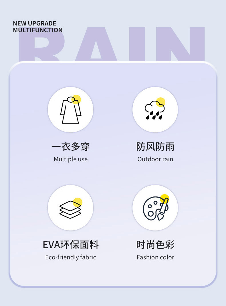 Non-disposable eva raincoat, fashionable outdoor walking portable, extended and thickened raincoat for children and adults pic 2